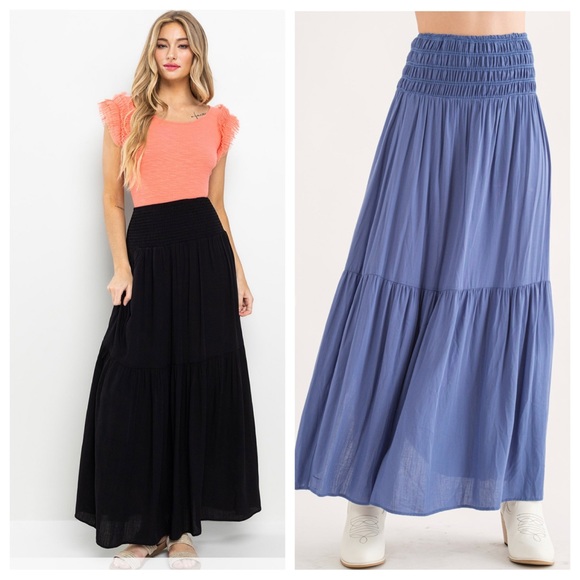 ShopEvelynne Dresses & Skirts - 24 Boho Smoking Waist Tiered Maxi Skirt